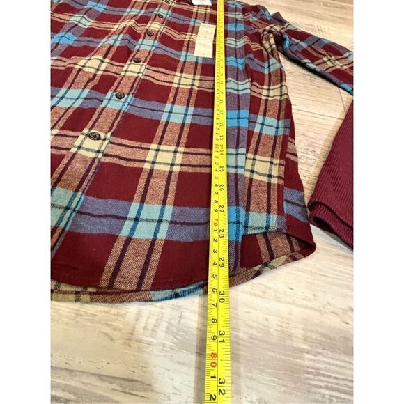St. John’s Bay plaid flannel shirt with crew neck, thermal size S - Picture 4 of 12